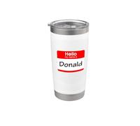 Donald, badge avec inscription « Hello My Name is » Gobelet isotherme en acier inoxydable double paroi