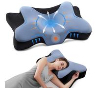 DONAMA Oreiller Cervical Ergonomique Mémoire de Forme, Bleu et Blanc | Coussin Cervicales Ergonomique,Soutien du Cou, pour Dormir sur le Côté et le Dos, 66x37x13 cm