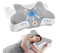 DONAMA Oreiller Cervical Ergonomique Mémoire de Forme,Gris Blanc | Coussin Cervicales Ergonomique,Soutien du Cou, pour Dormir sur Le Côté et Le Dos, 66x37x13 cm