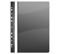 DONAU 1704001PL-01 Lot de 10 chemises perforées en plastique noir A4 résistant en PVC rigide avec couverture transparente pour bureau et école Perforation Euro