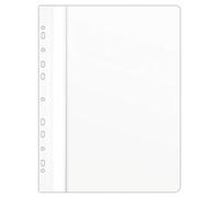 DONAU 1704001PL-09 Lot de 10 chemises perforées en plastique PVC rigide transparent pour bureau et école, perforation européenne Blanc