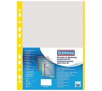 Donau 1774100PL-11 Lot de 11 housses, PP, A4, granulés, 40 μm, bord jaune, lot de 100