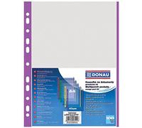 DONAU 1774100PL-23 Lot de 100 pochettes perforées grainées violettes avec bord supérieur ouvert en haut pour documents, papiers, fichiers, dossiers/PP DIN A4, transparents, 40 microns/µm