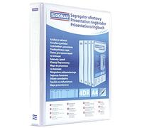 DONAU 2788204PL-09 Classeur de Présentation/Personnalisable pour DIN A4 4RD anneaux 20 mm/Carton avec revêtement de PP/Blanc/avec Pochettes / 1 pièce/Rigide 4 anneaux