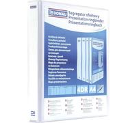DONAU 2788204PL-09 Classeur de Présentation/Personnalisable pour DIN A4 4RD anneaux 20 mm/Carton Recouvert de PP/Blanc/avec Pochettes / 1 pièce/Rigide 4 anneaux (Lot de 5)