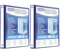 DONAU 2788254PL-10 Classeur de Présentation/Personnalisable pour DIN A4 4RD anneaux 25 mm/Carton Recouvert de PP/Bleu/avec Pochettes / 1 pièce/Rigide 4 anneaux (Lot de 2)