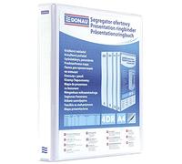 DONAU 2788304PL-09 Classeur de Présentation/Personnalisable pour DIN A4 4RD anneaux 30 mm/Carton Recouvert de PP/Blanc/avec Pochettes / 1 pièce/Rigide 4 anneaux