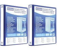 DONAU 2788504PL-10 Classeur de Présentation/Personnalisable pour DIN A4 4RD anneaux 50 mm/Carton Recouvert de PP/Bleu/avec Pochettes / 1 pièce/Rigide 4 anneaux (Lot de 2)