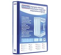 DONAU 2788504PL-10 Classeur de PrésentationPersonnalisable pour DIN A4 4RD anneaux 50 mmCarton revêtu de PPBleuavec Pochettes 1 pièceRigide 4 anneaux
