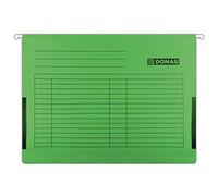 DONAU 7420905-06 Lot de 5 dossiers suspendus avec soufflets en lin | En carton recyclé 230 g/m² pour format A4 Couleur : vert | Lot de 5 | Étiquettes vierges interchangeables | Idéal pour le bureau et