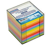 DONAU 7492001PL-99 Cube écologique pour bloc-notes, non collé, dans une boîte en plastique, environ 700 feuilles, différentes couleurs vives, 95 x 95 x 95 mm