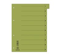 DONAU 8611001-06 Lot de 50 intercalaires en carton recyclé pour DIN A4 4 trous Vert