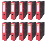 DONAU Eco Lot de 10 classeurs basiques économiques, format A4, 8 cm de large, 10 pièces/couleur, gris mélangé avec rouge/porte-lettres