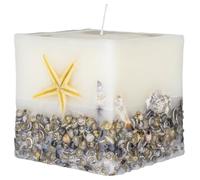 DONAU HOME Bougie carrée Brezza - 90 x 90 mm - Brise marine - Blanc - 1 pièce - Cadeaux pour décoration dans le salon, la salle de bain - Bougie décorative en cire/paraffine