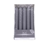 DONAU HOME Lot de 10 bougies à tige lisses, graphite, 17 x Ø 2 cm, non parfumées, cylindriques, de table, pour décoration dans le salon, la salle de bain, 6 heures de combustion