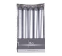 DONAU HOME Lot de 10 bougies à tige lisses laquées, argentées, 17 x Ø 2 cm, non parfumées, cylindriques, pour décoration dans le salon, la salle de bain, 6 heures de combustion