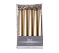 DONAU HOME Lot de 10 bougies à tige lisses laquées, dorées, 17 x 2 cm de diamètre, non parfumées, cylindriques, pour décoration dans le salon, la salle de bain, 6 heures de combustion