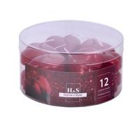 DONAU HOME Lot de 12 bougies chauffe-plat flottantes, vernies, en forme de cœur, rouge métallisé, 2,8 x Ø 4,8 cm, durée de combustion : 4 heures, flottantes, sans parfum, pour la Saint-Valentin