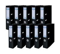 Donau Master Lot de 10 Classeurs de Bureau/Fins Format A4 7,5 cm avec Couverture en Plastique PP/Carton/Noir/Certificat FSC/fabriqué dans l'UE