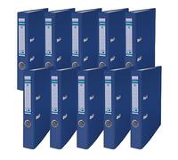 Donau Master Lot de 10 classeurs fins FSC/DIN A4/5 cm - 50 mm/10 pièces/bleu marine/housse en plastique PP/carton papier cartonné classeur de bureau classeur à levier RiNavy Classeur Blaung/Point vert