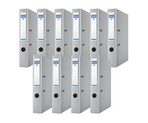 Donau Premium Lot de 10 classeurs Slim DIN A4 5 cm avec couverture en plastique PP/carton Gris à pois verts