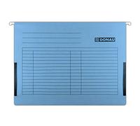 DONAU Sac à suspendre avec grenouilles en lin | Fabriqué en carton recyclé 230 g/m² pour DIN A4 | Couleur : bleu | Lot de 5 | Étiquette vierge interchangeable | Idéal pour le bureau, l'école et