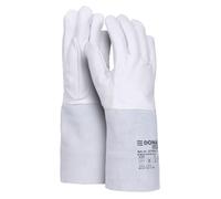 DONAU SAFETY Gants de soudeur en cuir pleine fleur de chèvre pour soudage TIG - Taille 11-1 paire - Doux et agréables - Gants de travail en cuir - Gants de protection - Blanc/gris