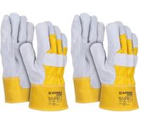 DONAU SAFETY Paire de gants de travail en cuir de vachette robuste Taille 10,5 XL Gris/jaune (Lot de 2)