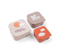 Done by Deer Lot de 3 boîtes à goûter Happy Clouds Rose - Boîtes à goûter pratiques en trois tailles différentes - Boîte : 100 % polypropylène, couvercle : 100 % polyéthylène de qualité alimentaire