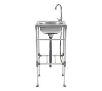 Donened - Évier en acier inoxydable - Lavabo d'extérieur, autoportant, avec robinet, pour l'extérieur, la cour, le garage, le camping, la ferme (42 x 37 x 83 cm)