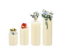 Donened - Lot de 4 vases carton pour mariage en forme de colonne florale, vase pliable cylindrique avec plaques PVC, support d'affichage cylindrique, vases carton pour mariage, fête, jardin (40 cm +