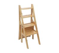 Donened Marchepied pliable, tour d'apprentissage pliable, chaise pliante en bois, pour bibliothèque, bureau, salon, capacité de charge jusqu'à 100 kg (couleur bois)