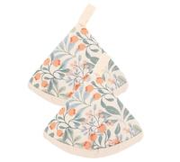 DONFAMDS 2 Pièces Manique Triangulaire en Coton et Lin Motifs Floraux, Résistance Chaleur et Prise Sécurisée pour Couvercles de Casseroles Cuisine
