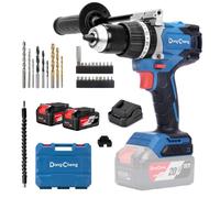 Dong Cheng Perceuse à Percussion sans fil 120Nm 20V, Btteries 2x4,0Ah | Pour visser, percer et percussion, moteur brushless, 24 niveaux de couple, 2 vitesses, mandrin 13 mm, idéal extérieur