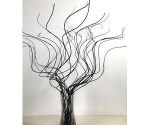 DongArts Branches de saule séchées ondulées et bou s - Branches décoratives de vase pour décoration, vases, guirlande de sapin de Noël, couronne à paillettes (noir élégant)