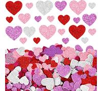 DONGDA 300Pcs Autocollants Cœur en Mousse, Autocollants en Mousse de Paillettes, Autocollantes Enfants Coeur Stickers Paillettes, Stickers Mousses Colorés Gommettes pour Artisanat DIY Décoration