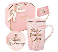 DONGSHANGIFT Ensemble de tasses Best Grandma Ever pour la fête des mères, cadeau d'anniversaire pour grand-mère, 414 ml, rose
