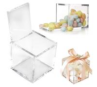 Doni Bomboniere 10 Boite plexiglass Transparent 5x5x5 bonbonnière Contenant dragées Cadeau Mariage invites Anniversaire garçon baptême Fille Enfants Mini vitrine Cube Petit Bonbon Contenant Acrylique