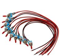 DONJON Interrupteur à bascule,Mini ON/OFF SPST avec fils pré-soudés,3V/5V/12V/24V/72V/110V/220V/240V Interrupteurs à bascule pour lumière, équipement industriel. 3 broches 2 positions (10 pièces)