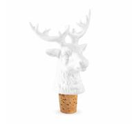 Donkey Products Bottle Sealer 200535 Bouchon de bouteille en porcelaine et liège Motif renne 6,7 x 3,5 x 9 cm Décoration de Noël & Idée cadeau pour bouteilles de vin et liqueur