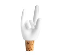 Donkey Products Bottle Sealer 200553 Rock'n'Roll Hands Bouchon de bouteille en porcelaine et liège, 3 x 4 x 10 cm, motif musique rock & idée cadeau pour bouteilles de vin et liqueur