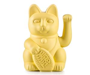 DONKEY Products - Lucky Cat Yellow - Chat d'angle Jaune - Chat décoratif Japonais dans Une élégante Teinte Mate - 15 cm