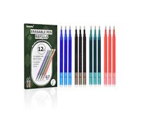 Donluhu Lot de 12 recharges effaçables [3 bleues, 3 noires, 3 rouges et 3 vertes, 0,7 mm] compatibles avec les stylos Pilot FriXion Ball & Clicker & Eberhard Faber Erase