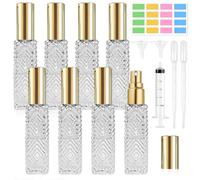 DONQL 8 Pièces Vaporisateur Parfum Verre, 13 ml Flacon Parfum Vide Rechargeable avec Compte-Gouttes, Entonnoir, Seringue, Autocollants, pour les Voyages, les Sacs à Main et pour être Emporté avec Soi