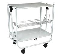 DONREGALOWEB Desserte Pliable en métal de Couleur Blanche avec pièces Noires en PVC