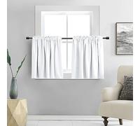 DONREN 1 Paire de Rideaux occultants pour fenêtre de Cuisine avec Passe-Tringle (76,2 x 76,2 cm, Blanc Pur)
