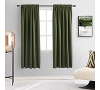 DONREN 1 Paire de Rideaux occultants Thermo-isolants, Vert Olive, pour décorer Une fenêtre de Salon/Maison/Chambre d’Enfant à Noël/en Vacances, 183 cm de Long, 132 x 183 cm (l x L)