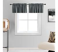 DONREN Lot de 2 cantonnières gris moyen - Cantonnières de sous-sol pour petite fenêtre avec passe-tringle (gay, 132,1 x 40,6 cm (l x L)