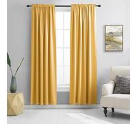 DONREN Lot de 2 Rideaux assombrissants Thermo-isolants avec Passe-Tringle, Jaune doré, pour Chambre, 132 x 229 cm (l x L)