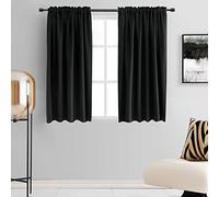 DONREN Lot de 2 Rideaux occultants à 99% pour Chambre à Coucher - Isolation Thermique avec Passe-Tringle pour Petites fenêtres (106,7 x 114,3 cm, Noir)